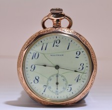 WALTHAM Warranted B &B Royal 20 Year Gold Filled Pocket Watch w/Box-READ