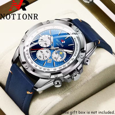 Men Luxury Analog Quartz Watch Black & Golden Dial Markers Fashion Gift Blue