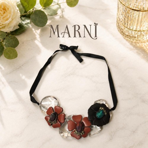 Marni ribbon necklace leather - ribbon,