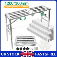 Folding Hop Up Work Platform Step Up Bench Plasterers Ladder Stool 300mmX1200mm