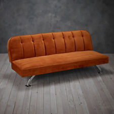 Brighton Orange Click Clack 3-Seater Sofa Bed Couch with Luxe Velvet