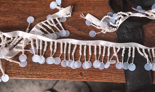 Pearl bead sequins trim - pearl,