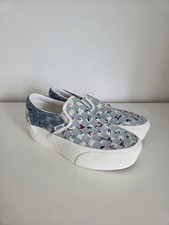 Vans Authentic Stackform Blue White Floral Platform Trainers Canvas Shoes Size 4