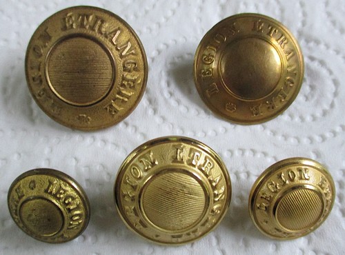 Brass buttons french - 5x, buttons: