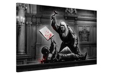 Banksy Judge Beating Protester Graffiti Court Scene Canvas Wall Art Prints