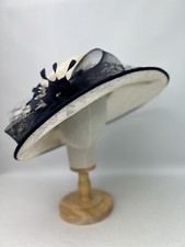 Ladies CAPPELLI CONDICI Cream & Navy Wide Brimmed Hat BNWTS (850)