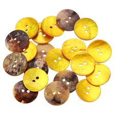 20Pcs Shell Buttons, 18mm 2 Hole Mother of Pearl Sewing Buttons, Yellow