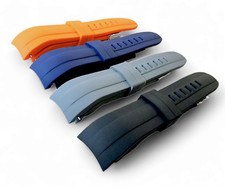 Curved End Premium Thick Silicone Rubber Watch Strap Band Mens Replacement 22mm