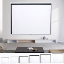 Pull Down Manual Projector Screen Ceiling Wall Mount 4:3/ 16:9 Home Office Movie