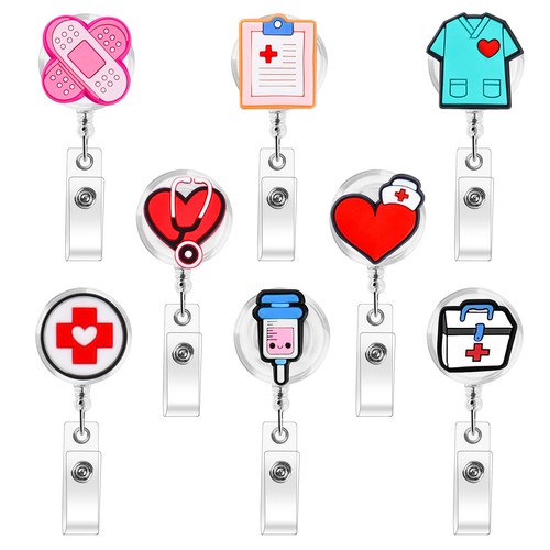 Pack retractable nurse badge - 8-pack,