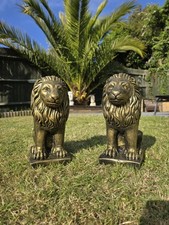 Stone Garden Lion Statues Ornaments Bronzed Gold Frostproof Indoor Outdoor
