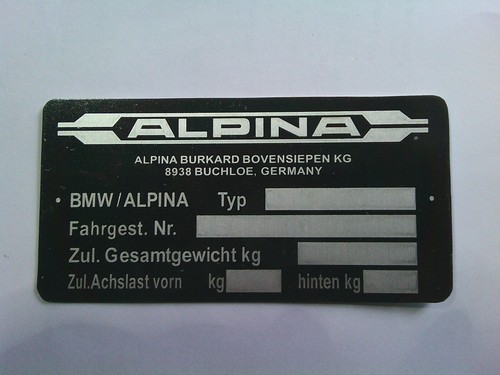 Bmw alpina nameplate sign - bmw,