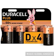 4 X DURACELL D SIZE PLUS POWER
