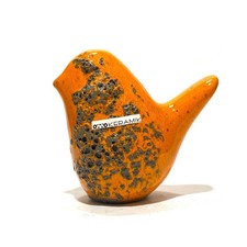 Otto Keramik Bird in Orange Fat Lava Glaze- West German Pottery Sculpture/ Decor