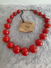 KAZURI Cherry Red Gloss Chunky Beaded Statement Necklace New