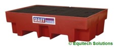 Sealey DRP12 Barrel Bund Oil Container 2 x 205L Drum Storage 1220 x 820 x 330mm