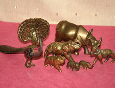 EIGHT OLD SOLID BRASS ANIMALS