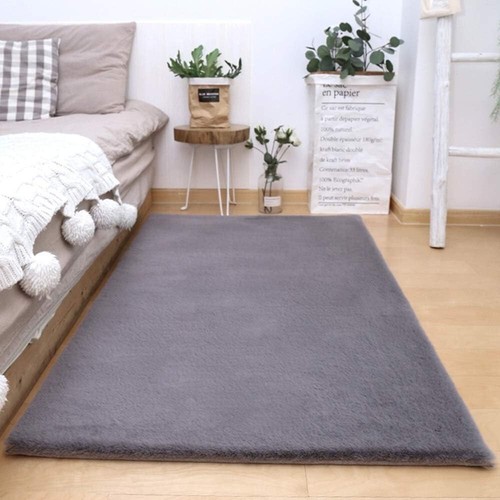 Natural faux rabbit fur rug - rabbit,