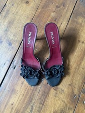 PRADA Heel 90s Black 37.5 4.5 Uk Sandal Shoes