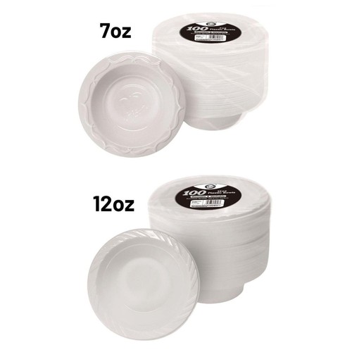 White plastic bowls - white,