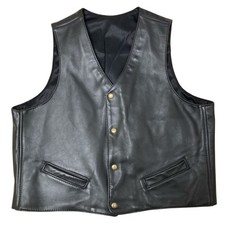 Langlitz Leathers Leather Motorcycle Vest, Snap, Men's XL (READ DESCRIPTION)