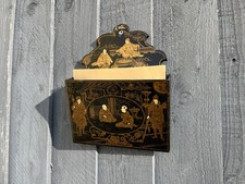 ANTIQUE CHINOISERIE LACQUER PAPIER MACHE WALL POCKET BOX LETTER RACK JAPONSIME
