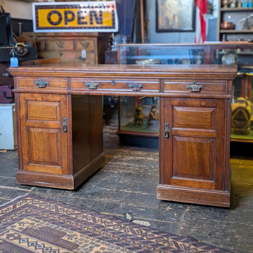 Antique mahogany pedestal desk - antique,