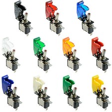 illuminated LED Toggle Switch With Missile Style Flick Cover 12V Car Dash