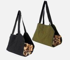 Large Canvas Log Carrier Bag Heavy Duty Waterproof Fireplace Firewood Storage UK