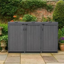 Deluxe 3-Bay Wood Wheelie Bin