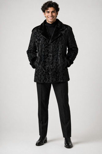 Men black astrakhan fur - astrakhan,
