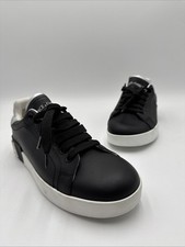 Dolce & Gabbana Men's Portofino Lace Up Sneakers In Black / Sliver Size 38
