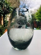 Holmegaard Etched Glass Vase