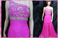 Sherri Hill US Designer pink off shoulder sequin upper long evening dress UK 14