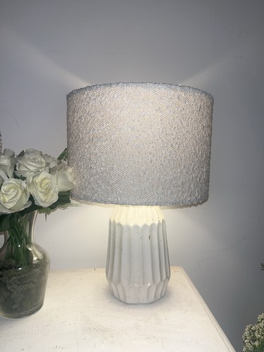 Statement bouclé table lamp - bouclé,