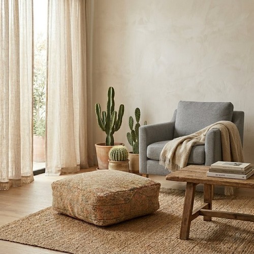Handmade moroccan wool pouf - moroccan,