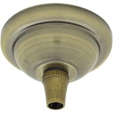 Deco Styled Small 63mm Metal Ceiling Rose with Metal Cord  Grip Antique Brass