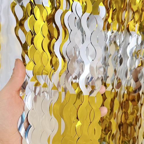 Metallic tinsel foil fringe - metallic,