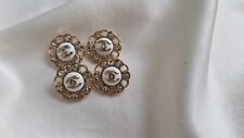LOT OF 4 CHANEL WHITE/GOLD  BUTTONS CHAIN PATERN 20MM