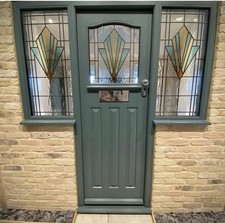 Bespoke Art Deco Doors Side Panels Made To Order Stained Glass Period Hardwood