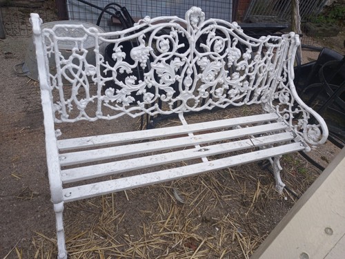 Antique iron garden bench - antique,