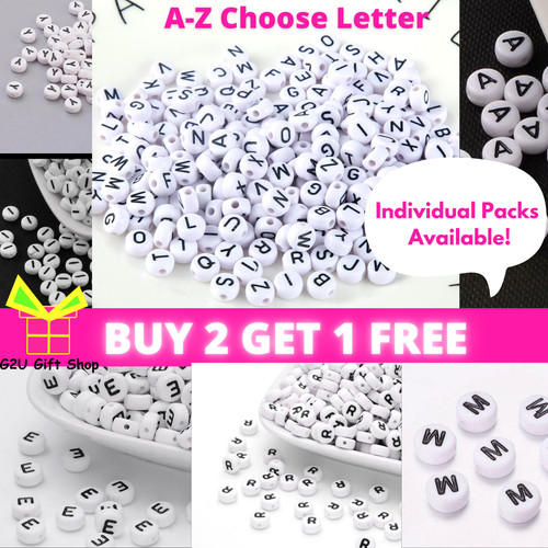 Alphabet circle round beads - alphabet,