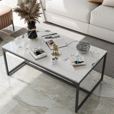 Italian Marble Coffee Table w/Sintered Stone-top for Home Office Sturdy&Durable