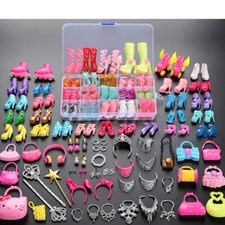 70pcs Items For Barbie Doll Jewellery Accessories Dresses Shoes Clothes Set UK