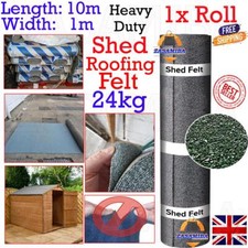 10m x 1m Super Shed Roofing Polyester Heavy Duty Mineral Roof Felt Roll - Green
