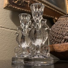 Waterford Crystal Seahorse Collection 6 1/8" Candlestick Pair - Pristine