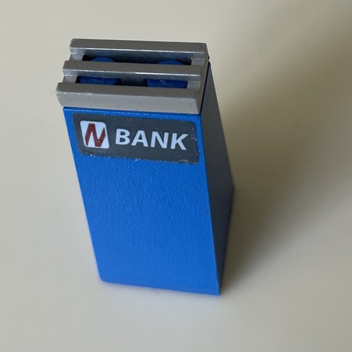 Lego city blue bank - blue, atm