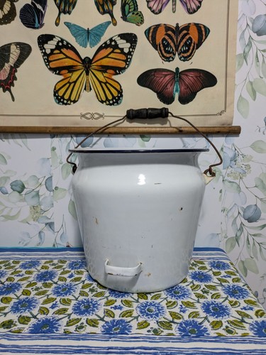 Vintage white enamel coated - enamel,