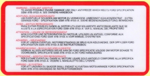 Coolant label - , (ssm-97b-9103-a)