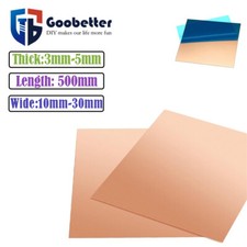 Copper Sheet T2 99.9% Pure Cu Metal Sheet Flat Stock Plate Thick 3mm-5mm L=500mm